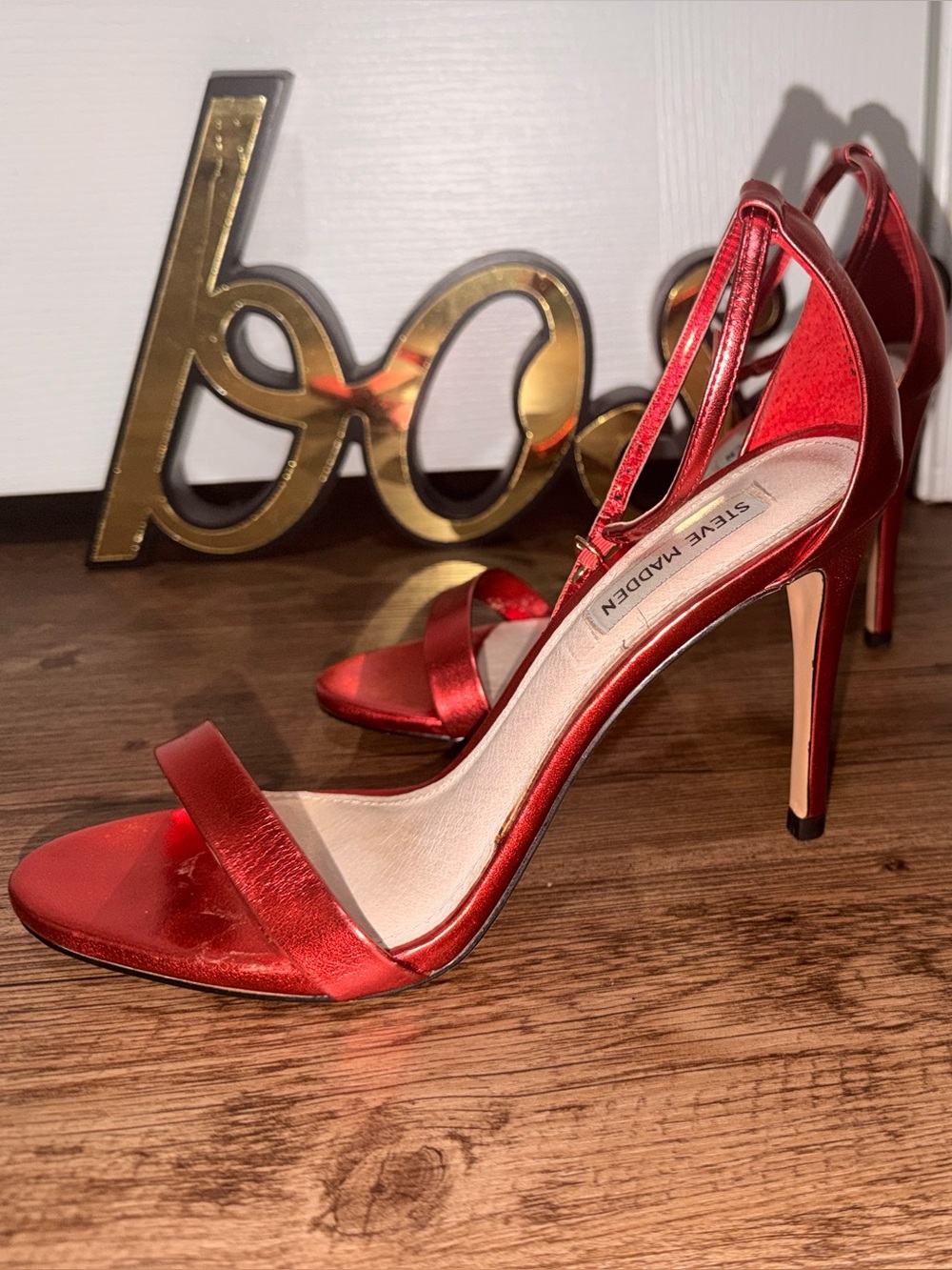 Steve Madden Metallic Red Strappy High Heels
